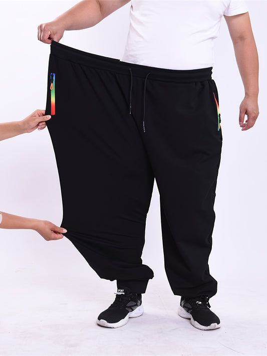 Men's plus size loose fit joggers perfect for spring and fall, ideal for casual outdoor sports.