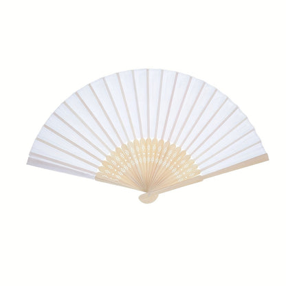 Set of 24 Wedding Fans made of Handheld Paper Folding Fans with Bamboo Handles - Perfect for Wedding Gifts, Parties, Home Decor, and Souvenir Gifts