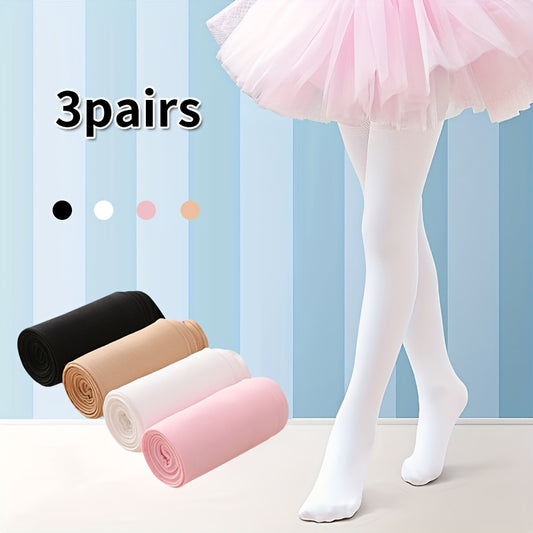 3 solid pantyhose for girls, perfect for ballet dancing and training activities