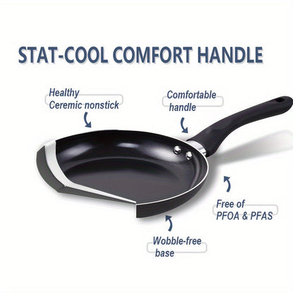 Ceramic Cookware Set with Non-Stick Coating - Features Frying Pan, Saucepan, and Casserole - Safe for Home Kitchens, Free of Harmful Chemicals