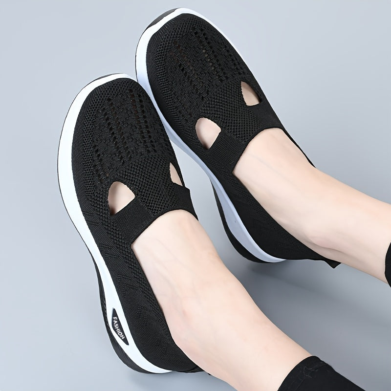 Breathable mesh slip-on sneakers for women with a comfortable PVC sole and loose fit.