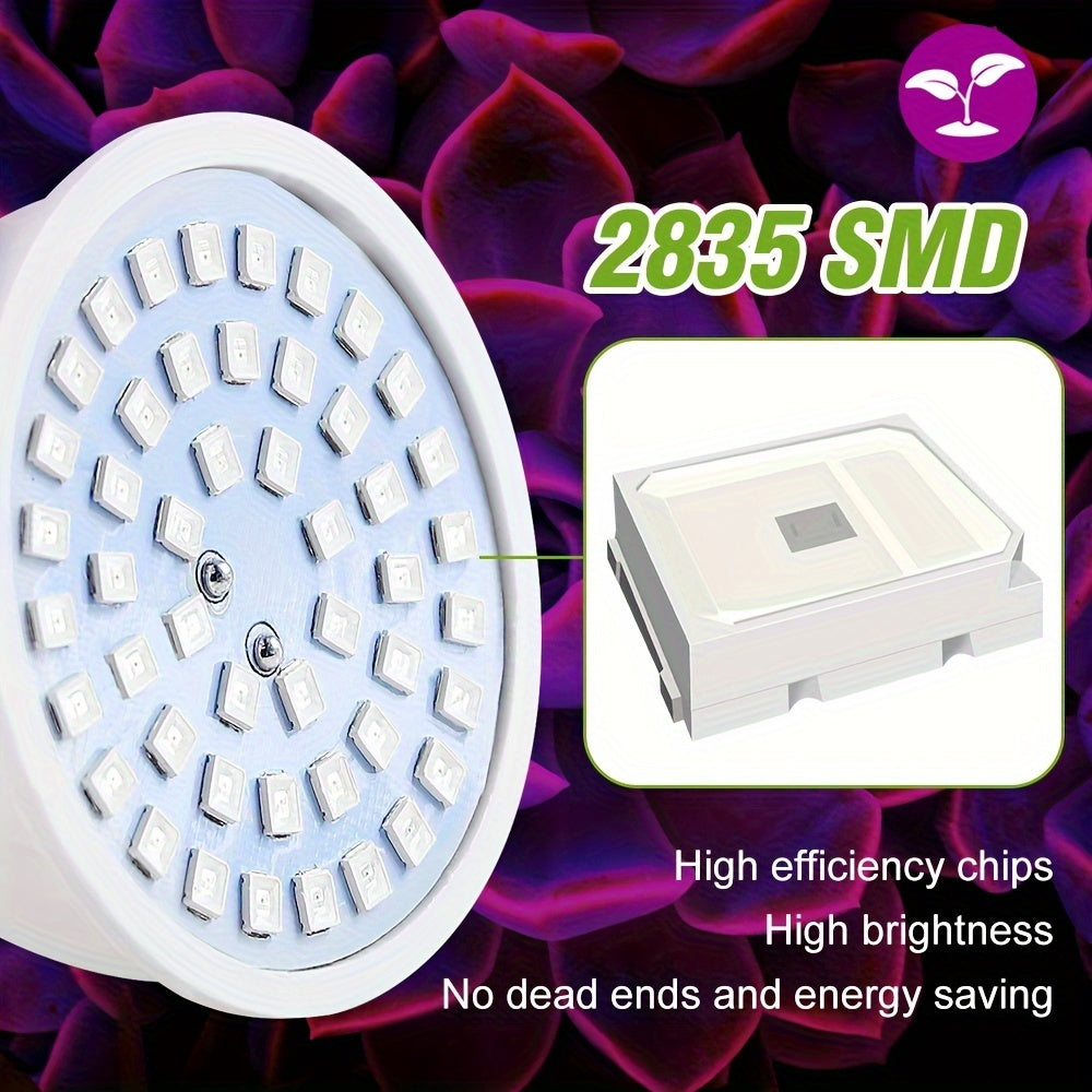 LED grow light bulb with full spectrum, 220V, compatible with E27 & GU10, suitable for indoor plants, hydroponics, succulents, and seedlings. Has UV IR for plant growth, available in red