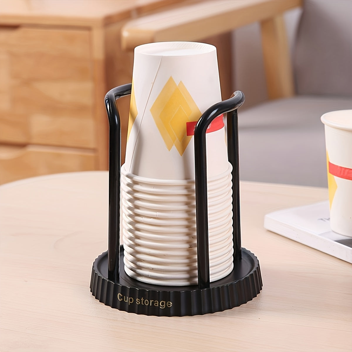 Introducing a simple plastic cup holder specially designed for organizing teacups in your kitchen or dining area. Crafted from durable plastic, this holder is perfect for disposable cups and provides a convenient storage solution for various spaces such