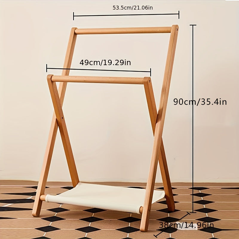 Прочный складной деревянный вешалка для одежды, отдельно стоящий органайзер для гардероба, универсальное решение для хранения в спальне, гладкая отделка, бережное отношение к одежде, просторный дизайн