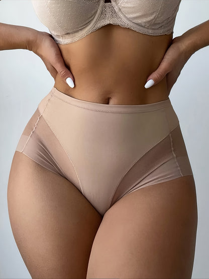 Sheer mesh high waist briefs: comfy and breathable women's lingerie.