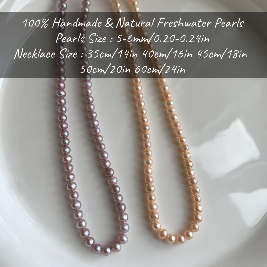 Vintage Boho Handmade Natural Freshwater Pearl Necklace, 5-6mm, June Birthstone, Alloy Material with No Plating, Suitable for Daily and Party Wear. Comes with a Gift Box, Perfect for Christmas, Birthday, Anniversary, Thanksgiving, New Year, and