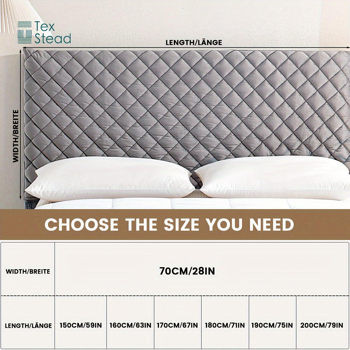 TEXSTEAD Thickened Headboard Cover - Machine Washable, Polyester Fiber Fill - For Bedroom & Living Room Decor