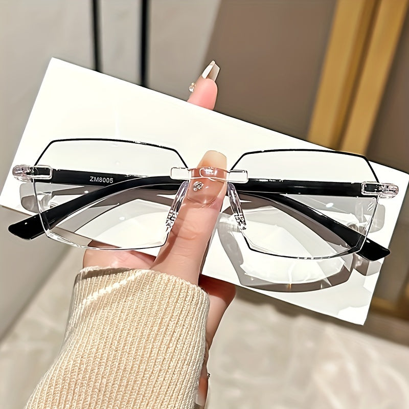 3 pairs of unframed reading glasses with a comfortable and lightweight design, rectangular edge-cut style, and a dioptric power ranging from +1.0 to +4.0 - easy to wear.