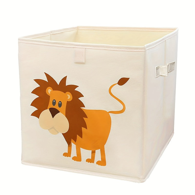 24L Oxford Cloth Folding Storage Basket for organizing kids' toys, clothes, and miscellaneous items in the living room, featuring a cute animal pattern from WHICHLIFE.