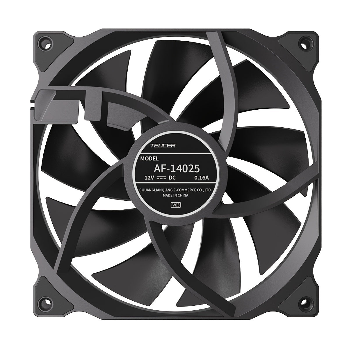 TEUCER 14cm/5.51in PWM fan for PC case cooling with 4-pin connection.