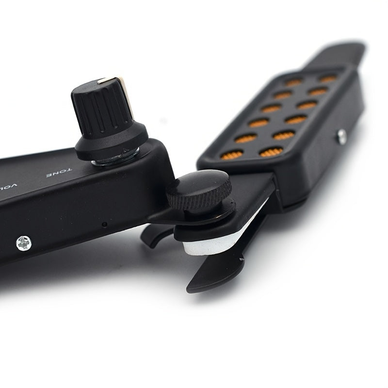 Black Alloy Clip-On Guitar Pickup with 12-Hole Magnetic Sensor - No Battery Needed