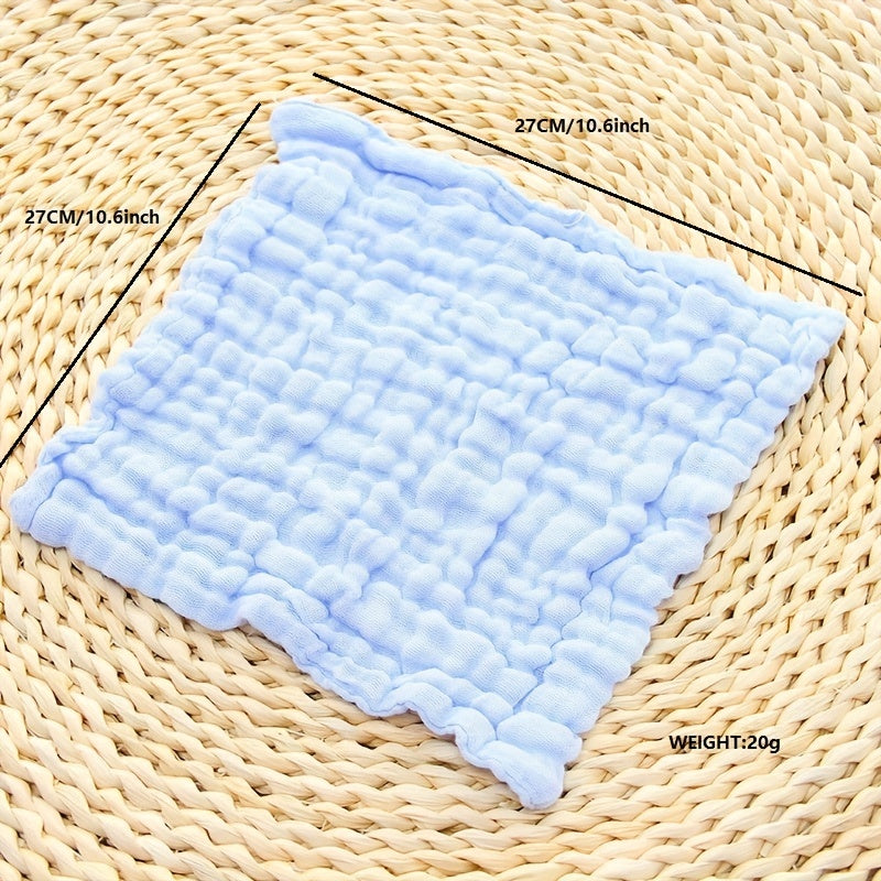 Set of 5 Baby Muslin Washcloths/Burp Cloths/Face Towels made of natural Muslin cotton. These soft face cloths are perfect for newborns and make a great baby shower gift. Each cloth has 6 layers for optimal absorbency, measuring 26.92x26.92 cm.