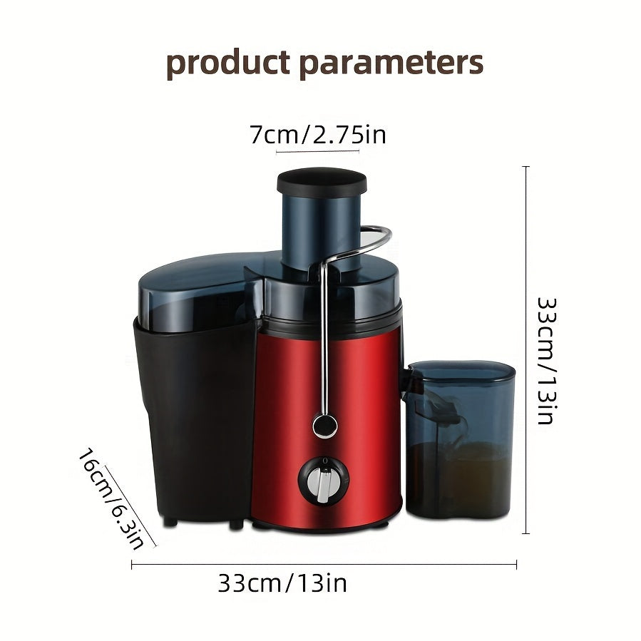 1pc Electric Juicer with 18000 RPM High-Speed Centrifugal Juice Extractor, C-Type Plug, Non-Heated Plastic Body, Food-Grade PP Cup, 0.5L-1L Capacity, Knob Control.