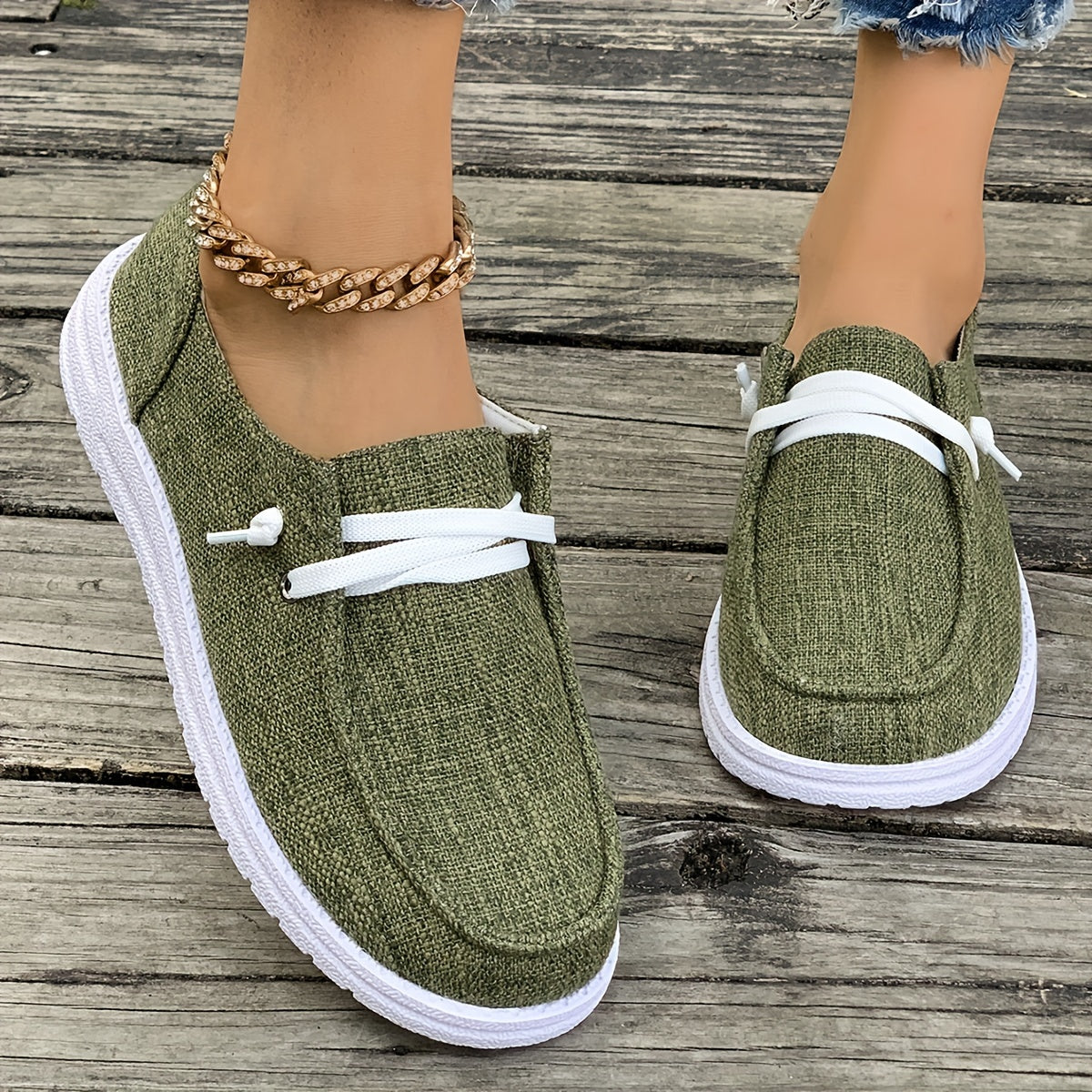 Women's fabric shoes with TPU sole and fabric insole - slip-on casual footwear with plain toe and simple, elegant design. Durable TPU sole, perfect for all seasons.