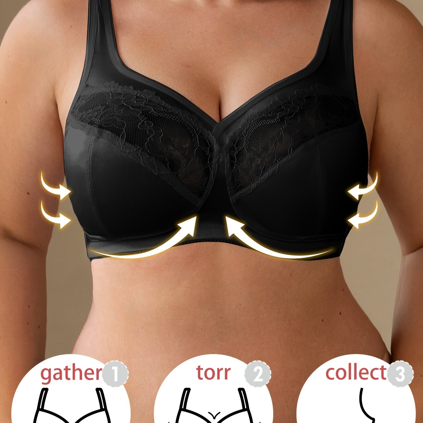 Stylish lace-trimmed tank bra for plus-size women - non-padded cups, breathable fabric, and sexy underwire design.