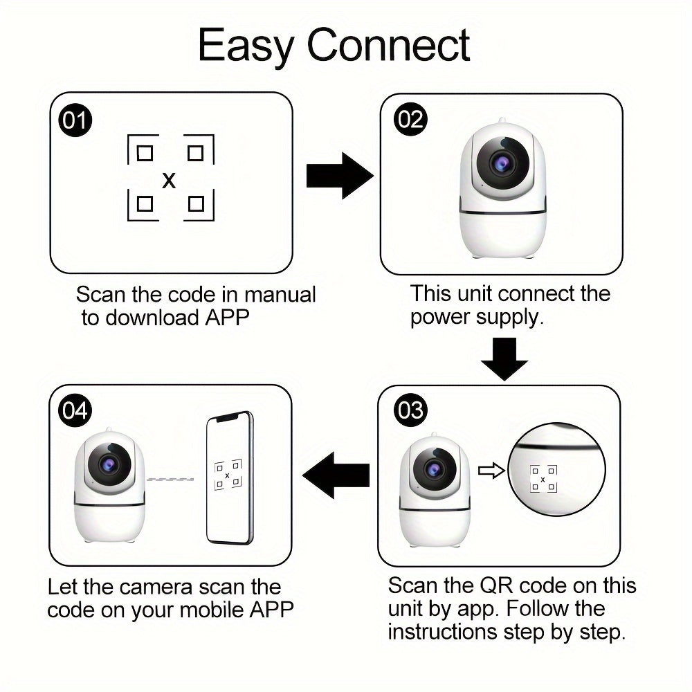 Stay Safe Inside with our Indoor Safety Smart Camera! This 1080P Wireless Camera uses 2.4G WiFi for easy home monitoring of your pets. Features include Motion Detection & Tracking, Night Vision, and 2 Way Audio. Perfect for watching over your dogs or