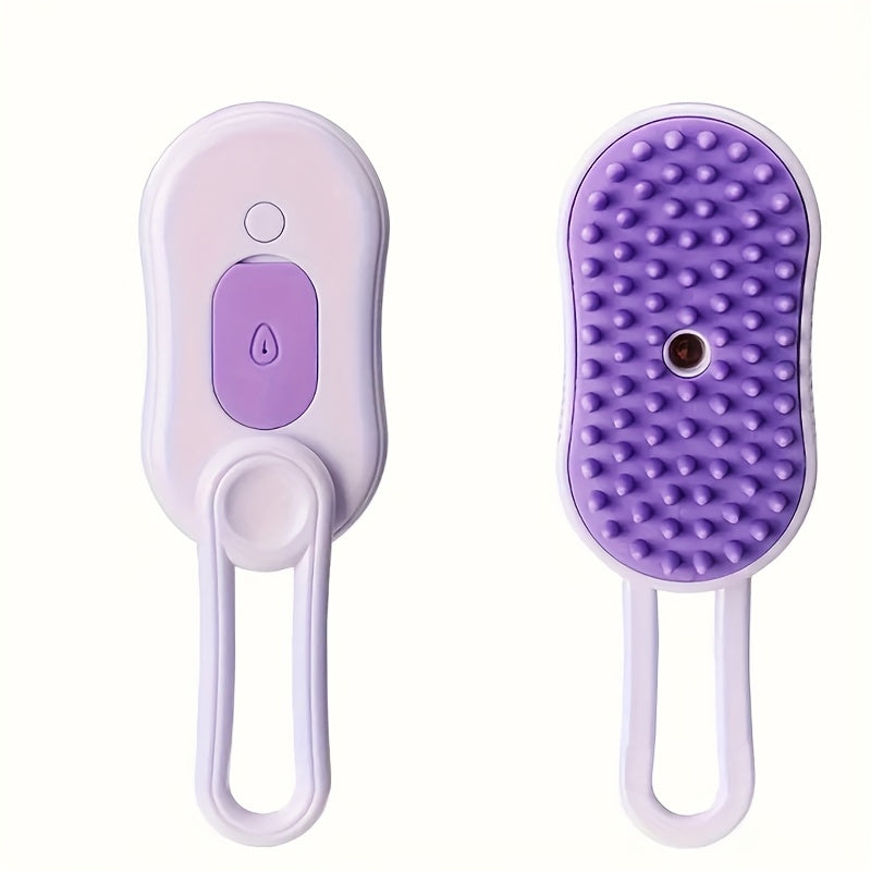 USB rechargeable 3-in-1 steam pet brush for cats and dogs with long and short hair, made of plastic with silicone bristles. Voltage: ≤36V.