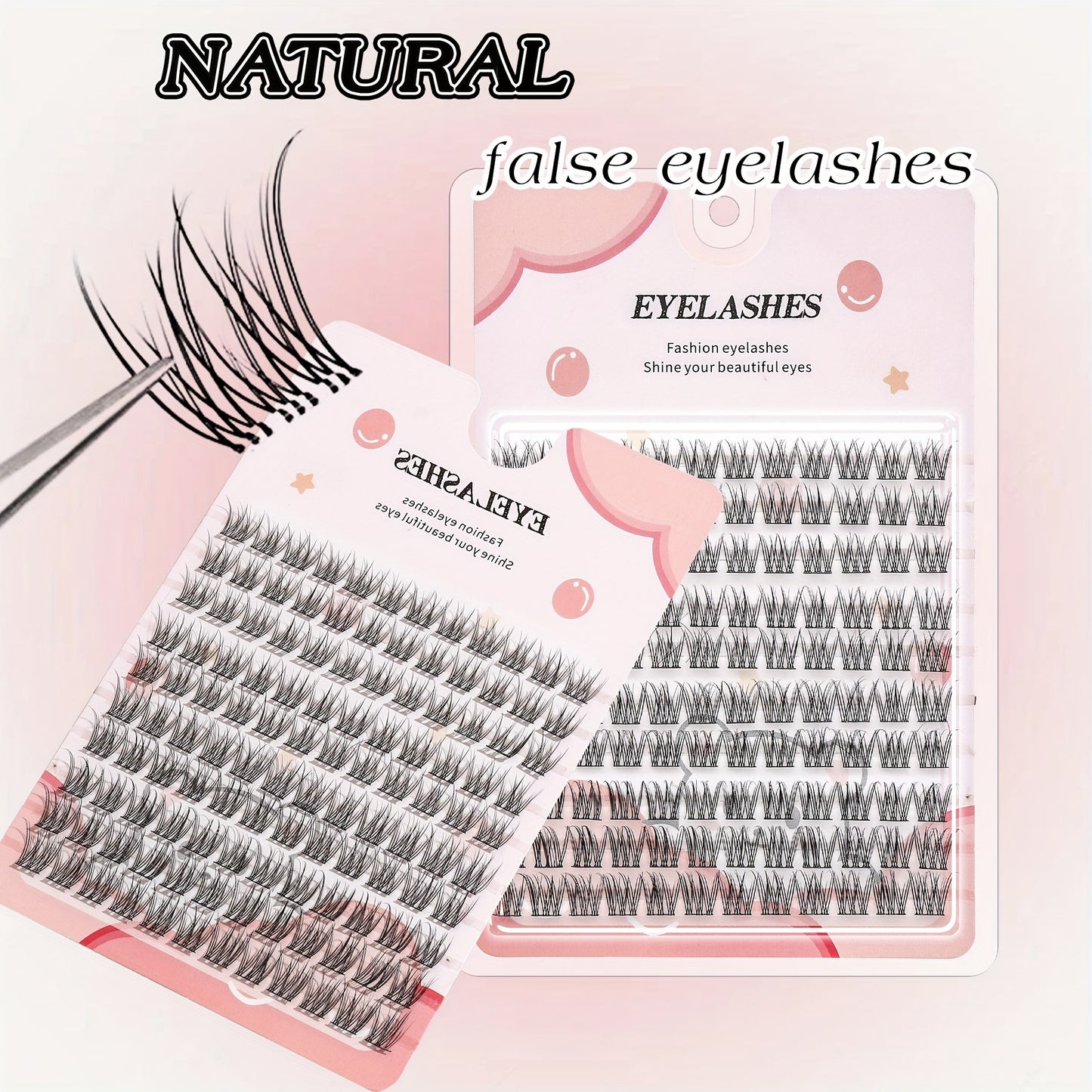 DIY false eyelashes in cartoon style with a natural look, C curl, 10-12mm length, 0.05mm thickness, beginner-friendly, reusable, single pair pack