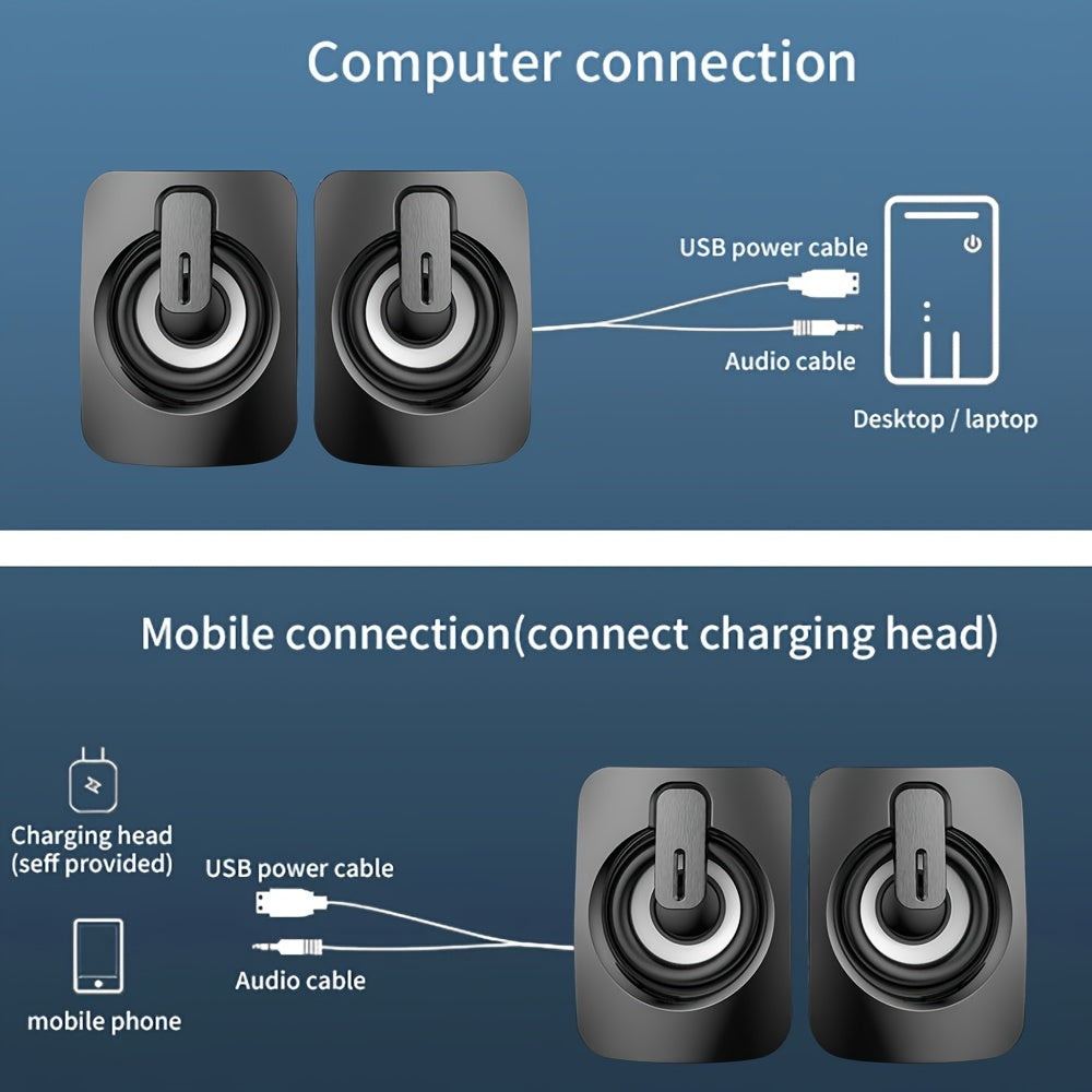 USB wired computer speaker with LED light for home office desktop gaming.