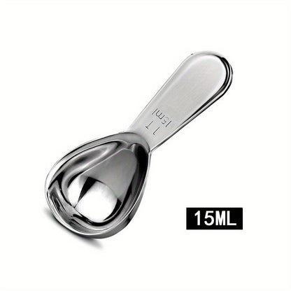 Coffee scoop made of stainless steel with measurement marks - ideal for measuring beans, powder, and baking ingredients.