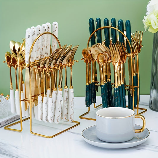 Special Western Steak Flatware set with 24 knives, forks, and spoons, suitable for a variety of occasions. Includes gift box packaging for table decoration.