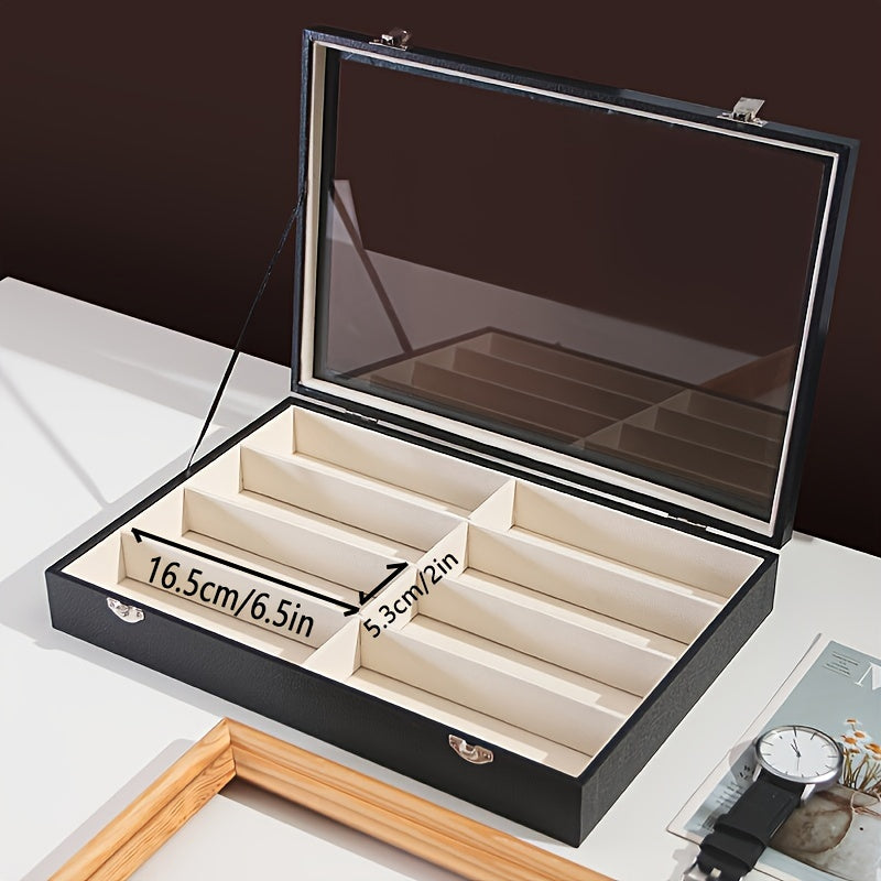 [Top Pick] Elegant High-end Glasses Case for Fashionable Individuals, Premium Storage and Display Box for Glasses, Features 8 Compartments, Glasses Sold Separately