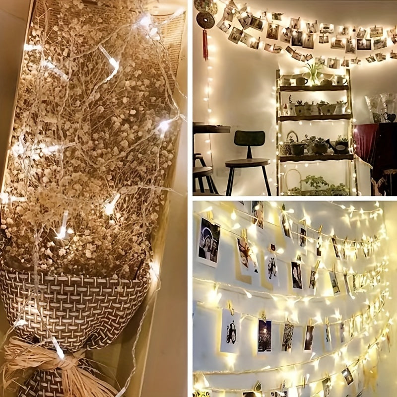 Multi-function LED fairy lights with 80/40/20 LEDs, battery-operated, ideal for decorating Christmas trees, creating Halloween atmosphere, and enhancing birthdays and weddings.