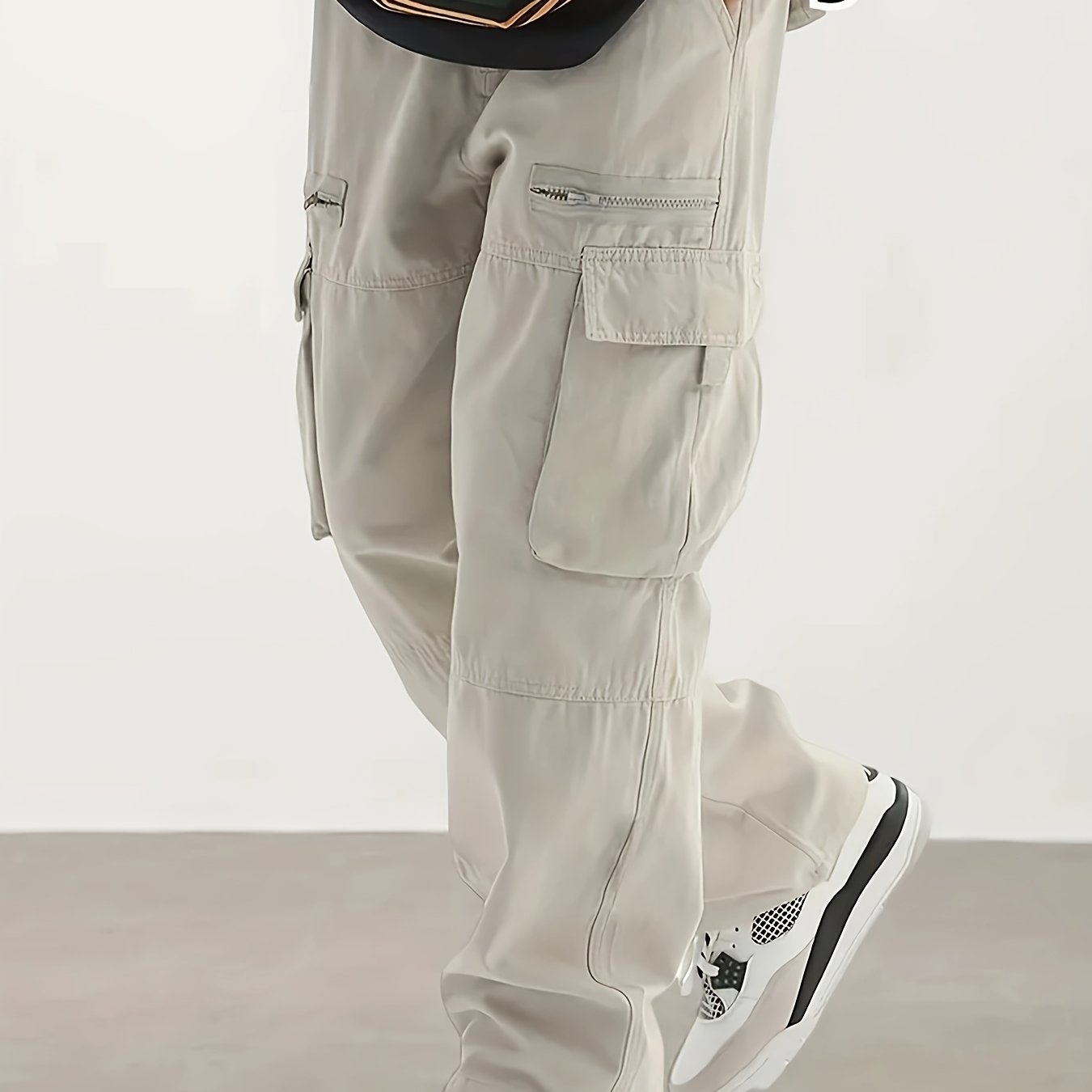 Men's All-Season Loose Fit Cargo Pants with Multiple Pockets