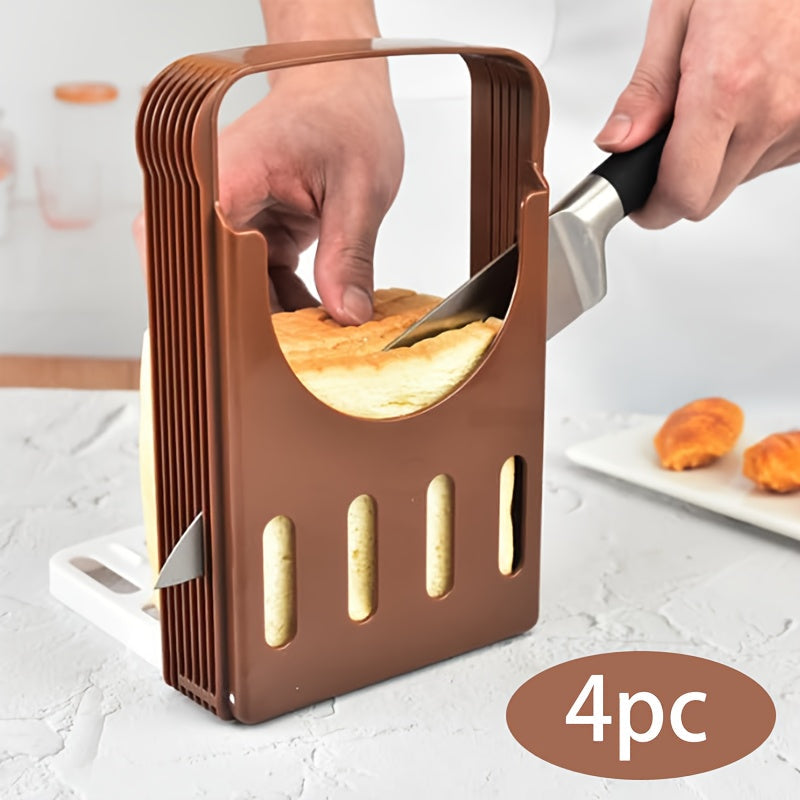 Bread Baking Slicer Set for Homemade Bread, Croissants, and Sandwiches - Includes Foldable Compact Slicing Guide for Kitchen Use, Ideal for 1-6pcs of Bread