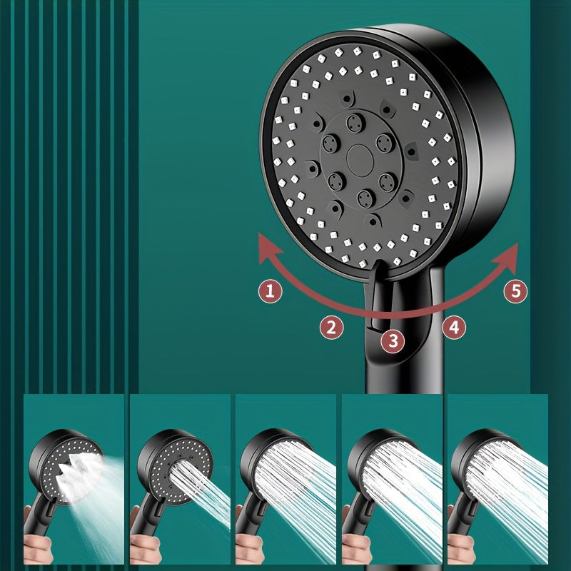 Wall-mounted handheld shower head with high pressure spray for better bathing.