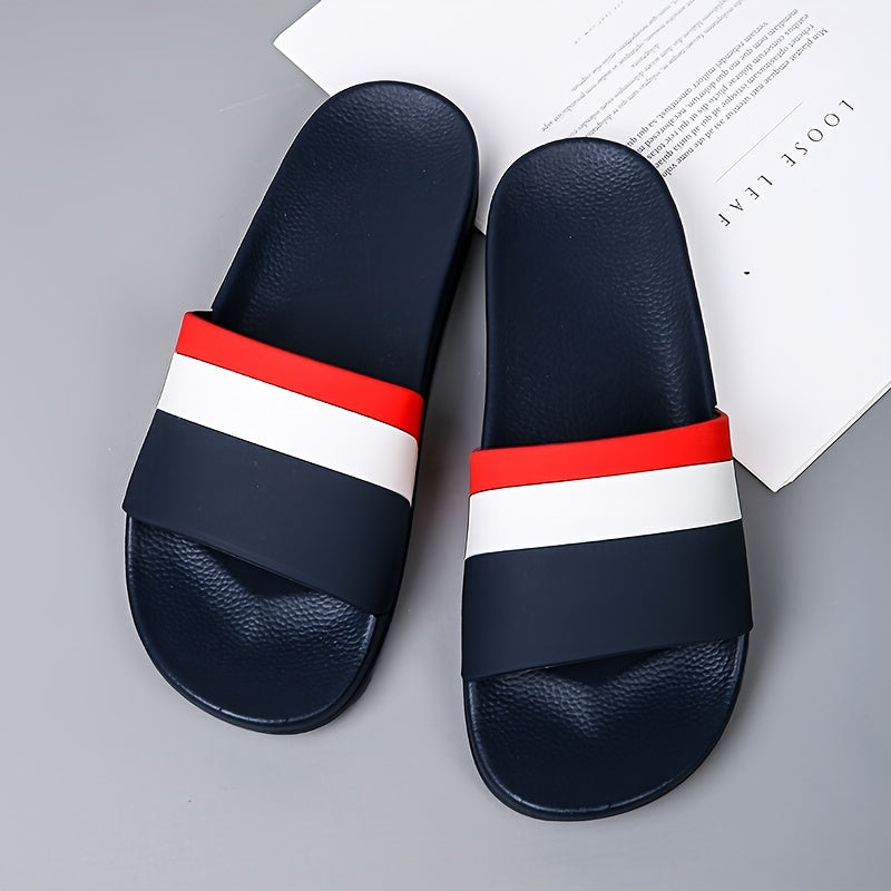 Gender-neutral Color Block Open Toe Slippers for Men and Women, featuring Soft, Durable Sole with Non-slip Comfort.