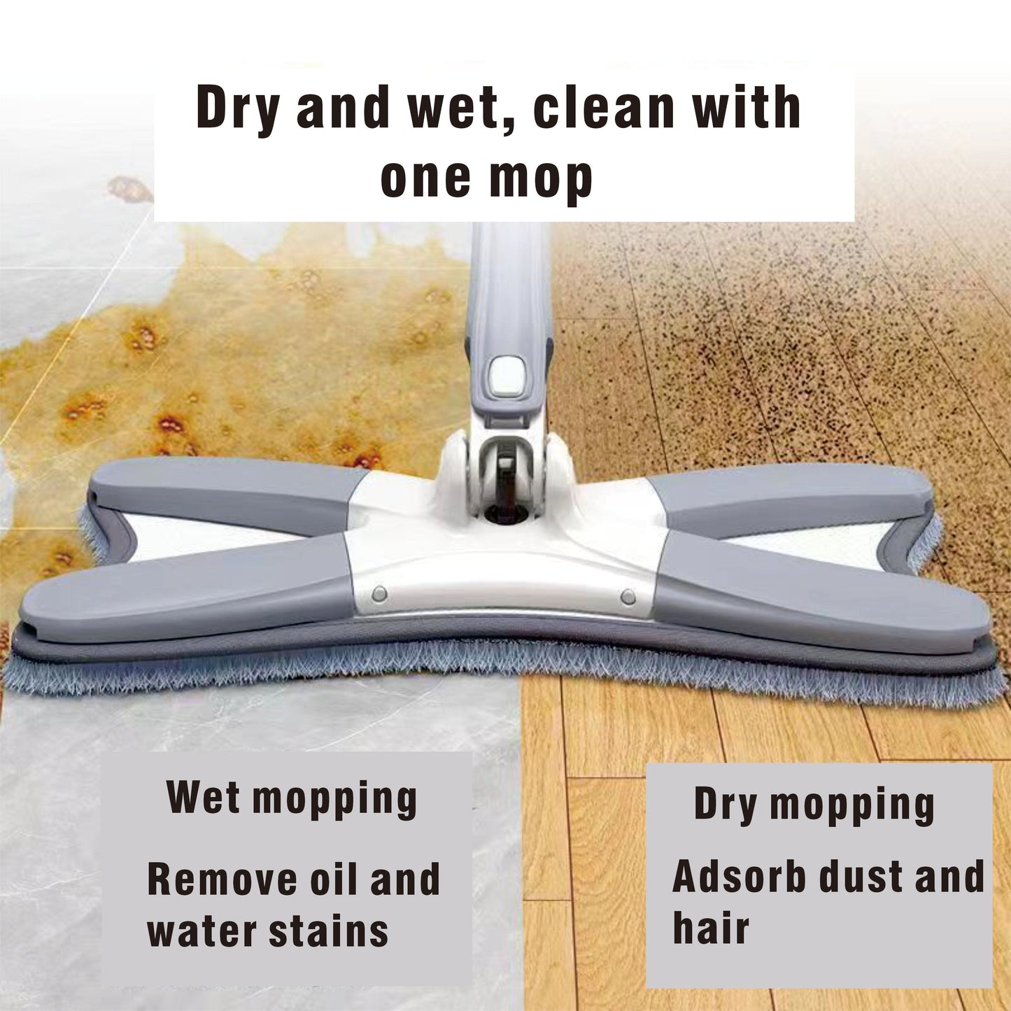 Multi-functional Butterfly Mop - No Hands Needed for Wringing, Easily Clean Both Dry and Wet Surfaces, Great for Cleaning at Home or in the Office, the Perfect Housewarming Present