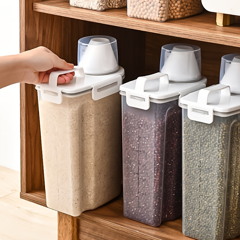 Large Capacity Airtight Rice Dispenser: Keep your cereal fresh and free from insects with this moisture-proof storage container. Perfect for organizing your kitchen with its convenient flip-top lid.