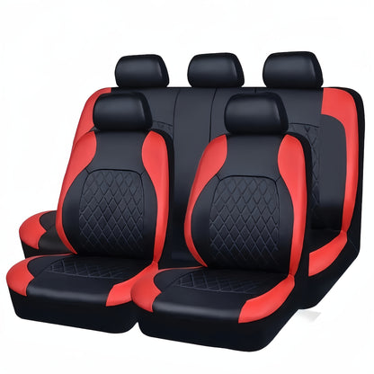 Universal Deluxe PU leather car seat covers Full set, breathable, airbag compatible, fits cars, trucks, SUVs.