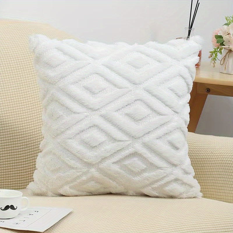 Plush quilted embroidered throw pillow covers for various room and car decor.