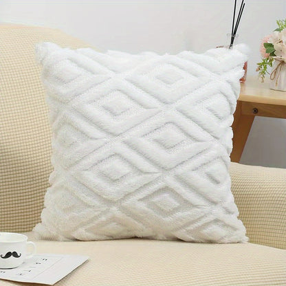 Plush quilted embroidered throw pillow covers for various room and car decor.