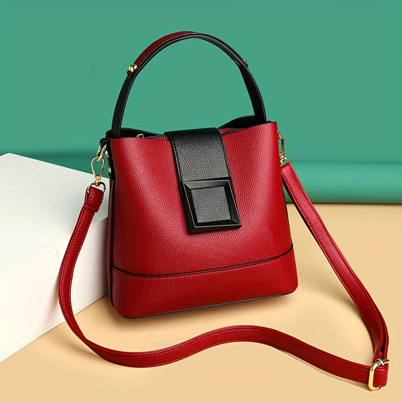 Stylish bucket bag for women, light and versatile with adjustable strap and zipper closure.