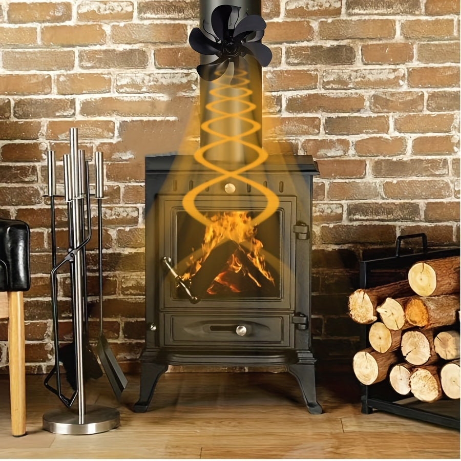 Upgrade your wood/log burner with the 6-Blade Heat Powered Stove Fan. This quiet, high-speed chimney fireplace fan is wall-mountable and designed to increase heat distribution. Enjoy the benefits of low noise and stove top protection with this improved