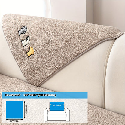 Sherpa fleece sofa slipcover pet-friendly and non-slip protector for home decor.