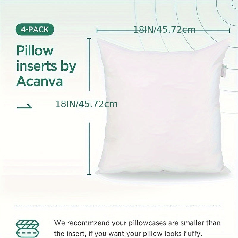 4-pack of classic style pillow inserts with washable polyester covers, perfect for sofa, living room, or bedroom decor. Features soft, fluffy cushions with a space theme design, suitable for adults year-round. Filled with woven polyester fibers.