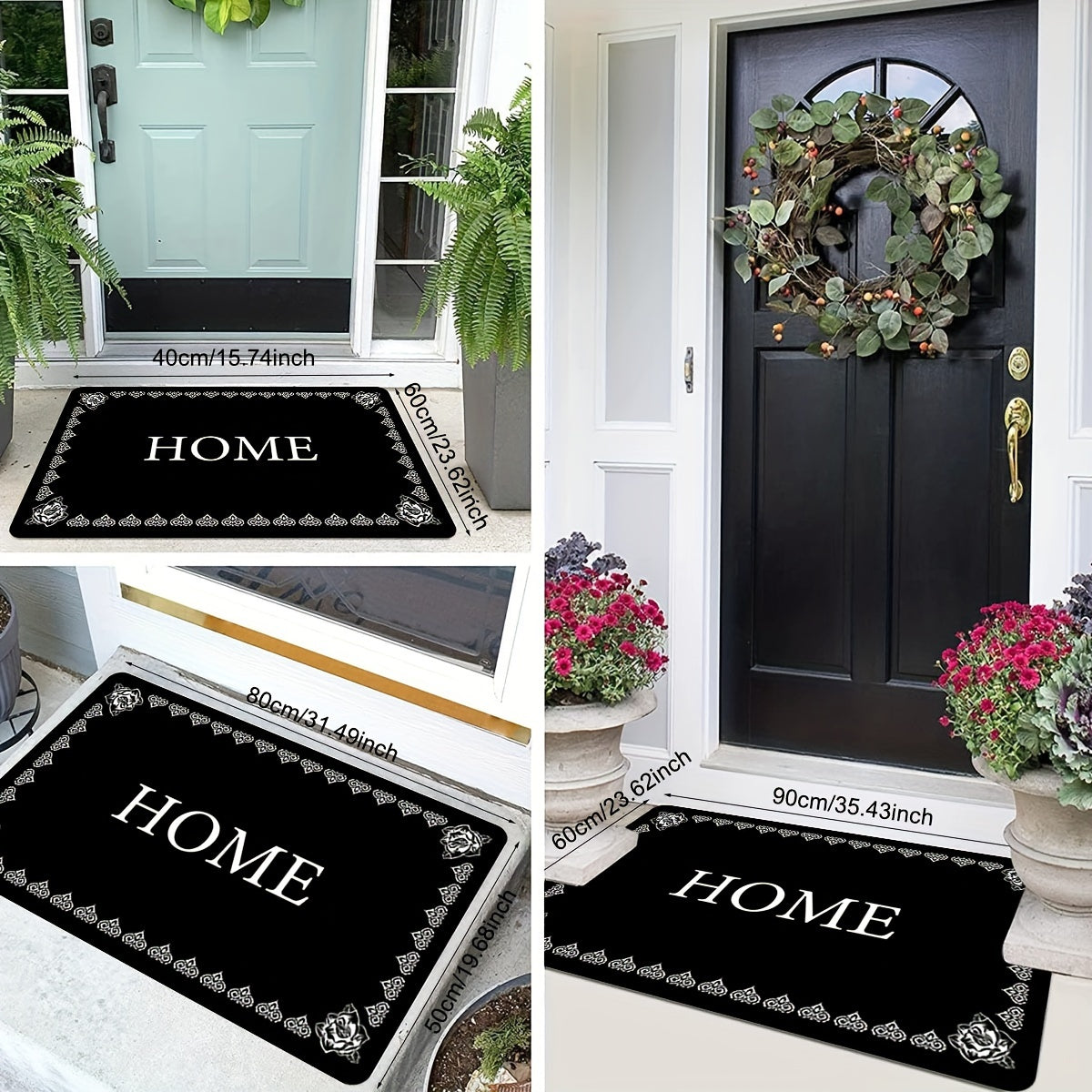 Long-haired flannel floor mat with 1cm sponge bottom, featuring an alphabet printed pattern that says "Welcome Home." Perfect for the kitchen, bathroom, hallway, laundry room, or sink area. This rug is a stylish addition to your home decor and is easy to