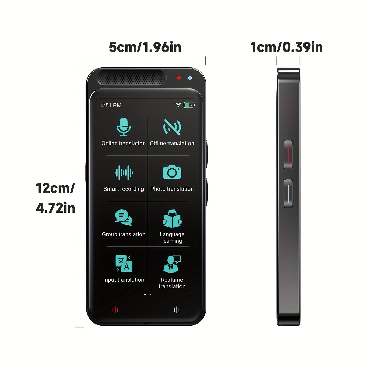 LERANDA Z6 Language Translator Device with real-time voice translation, 138 languages, Wi-Fi enabled, battery-powered with 1500mAh lithium polymer, type-C charging (charger not included).