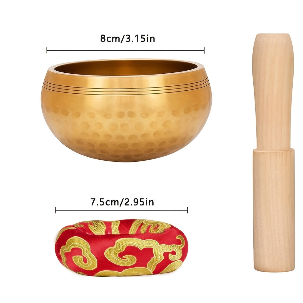 Singing bowl set for meditation and sound therapy with wooden mallet