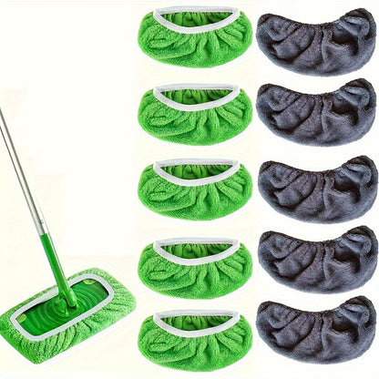 Set of 5 Reusable Mop Pads - Long-lasting, Washable Flat Floor Mop Cloths for Dry & Wet Cleaning, Effortless Dust Removal