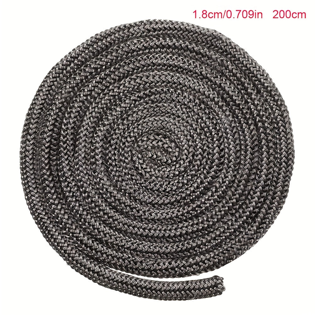 Fireproof sealing rope for high temperature applications in fireplaces, furnaces, and furnace doors, measuring 18/20MM in black color.