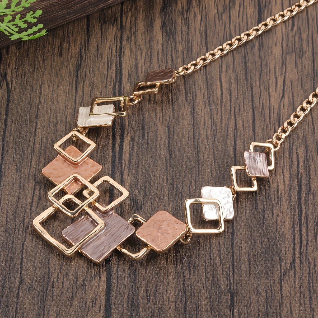 One trendy geometric design jewelry set includes one pair of earrings and one necklace in boho style, perfect to match with daily outfits or as a party accessory. Made from enamel, this set is a must-have addition to your jewelry collection.