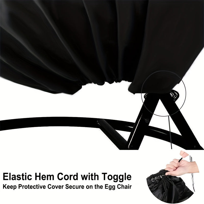 Two Heavy Duty 800D Polyester Egg Chair Covers with Zipper, Waterproof and Windproof, Black