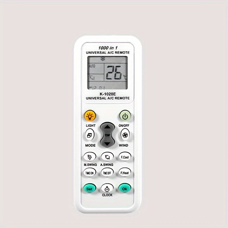 The Universal K-1028E Low Power Air Conditioner Remote Control is made with durable plastic material and operates on 2 AAA batteries (batteries not included). It is designed to be resistant to falls, ensuring long-lasting use.