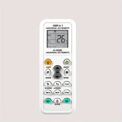 The Universal K-1028E Low Power Air Conditioner Remote Control is made with durable plastic material and operates on 2 AAA batteries (batteries not included). It is designed to be resistant to falls, ensuring long-lasting use.