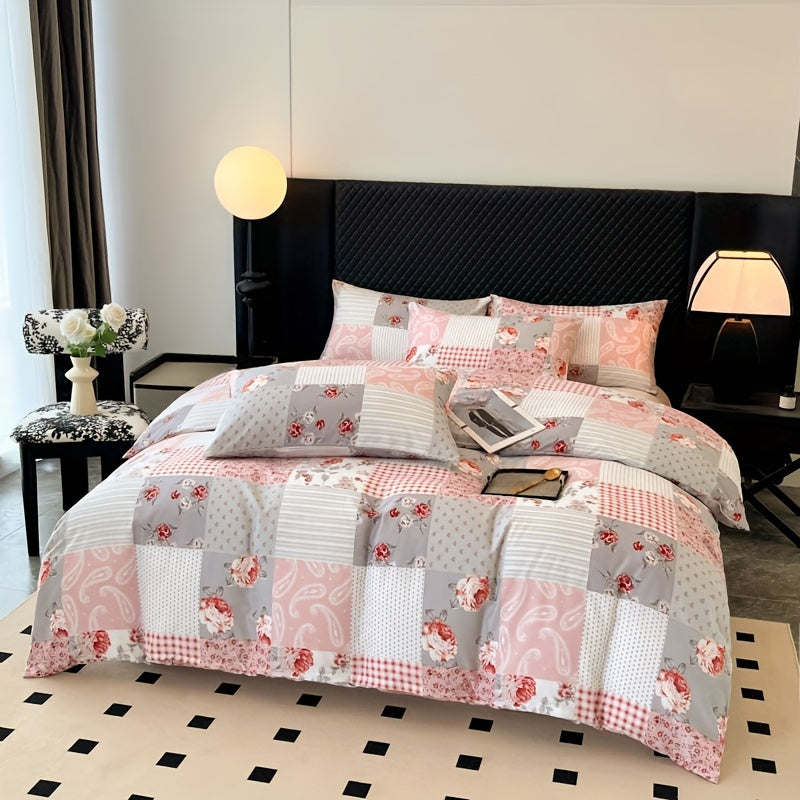 Soft and skin-friendly, this Pink Patchwork Print Quilt Cover Set is made of Polyester Microfiber Brushed Fabric. Perfect for bedroom and guest room decor, this set includes 1 quilt cover and 1 or 2 pillowcases (coreless). Complete your home furnishings